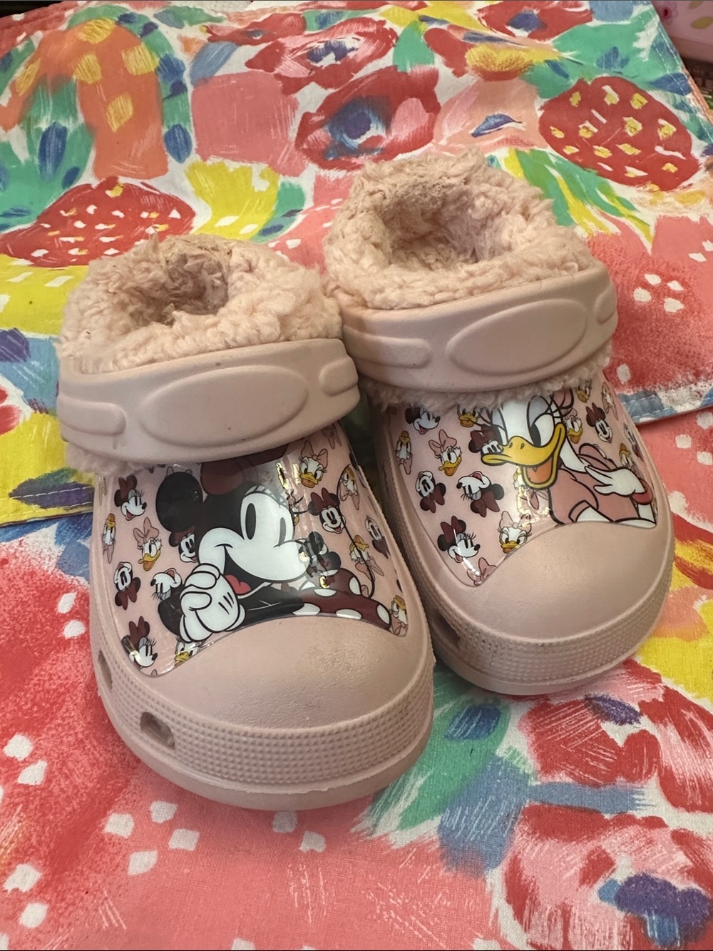 Disney Pink Mickey & Daisy Fleece-Lined Slip-On Clog Slippers